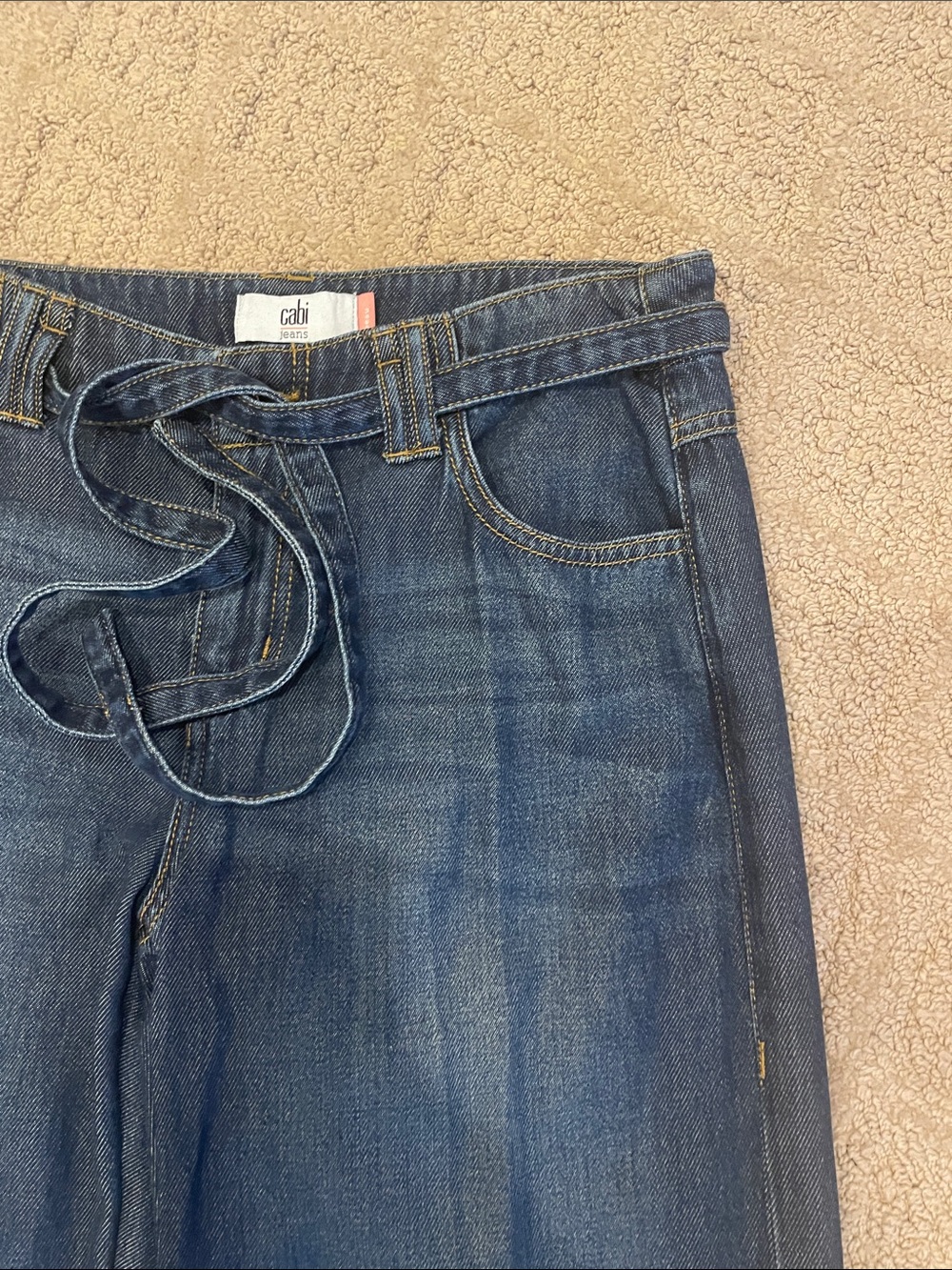 CAbi Dark Blue Wide-Leg Tie-Waist Jeans - Picture 3 of 6